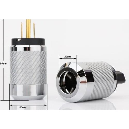 Hi-End Carbon Fiber Gold Plated US Power Cable Plug IEC Connector Female male HIFI DIY Mains Power Cable Jack