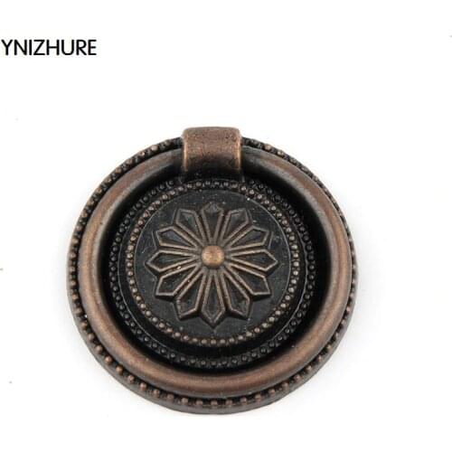 YINZHURE 30pcs 30mm Ring style single hole antique bronze knob zinc alloy furniture cabinet antique handle drawer pull