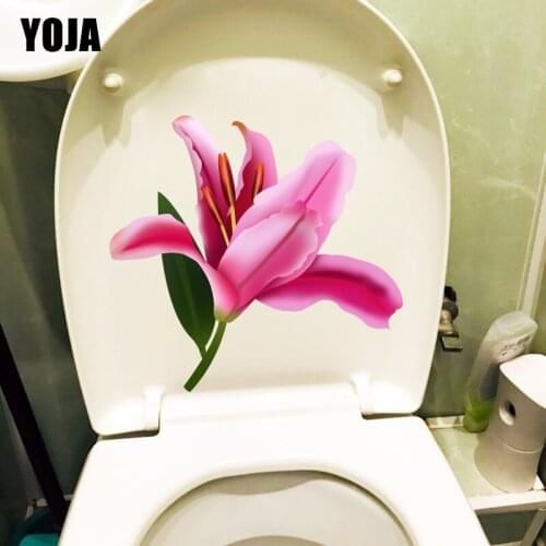 YOJA 21X19.9CM Delicate And Simple Pink Lily Living Room Wall Sticker Fashion WC Decor Toilet Decal T1-1320