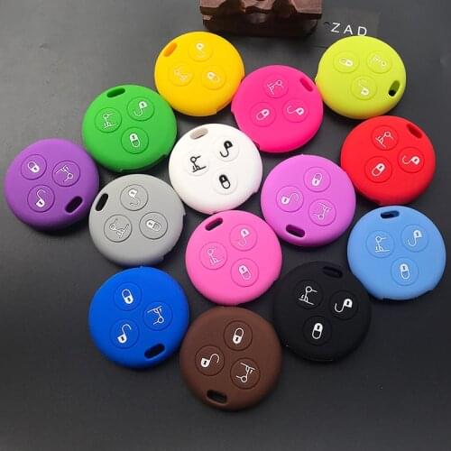ZAD Silicone car key cover case for Benz Smart City Fortwo Roadster 3button car styling