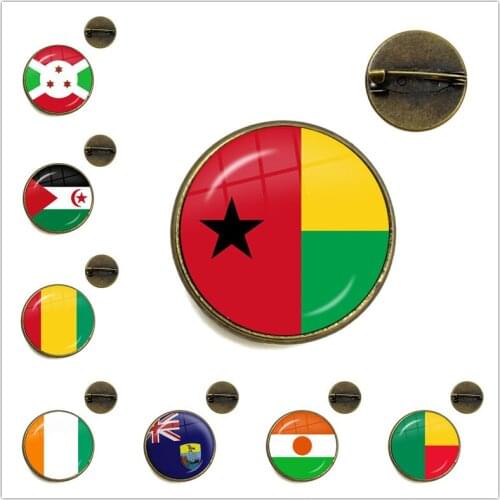 Western Sahara,Guinea,Saint Helena,Niger,Guinea-Bissau,Benin 20/25mm Glass Cabochon Brooches Collar Pins Jewelry Gift