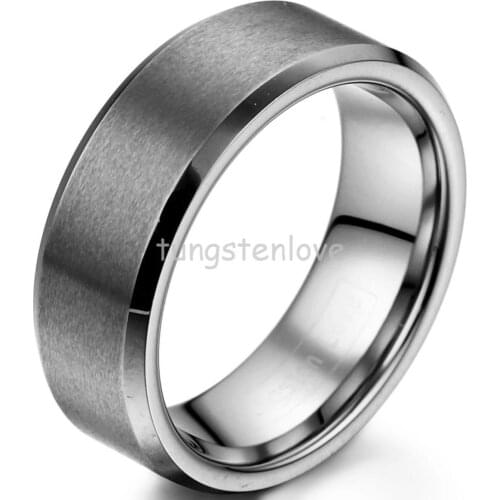 Clearance Item Fashion 8mm Brushed Matte Finish Comfort Fit Tungsten Carbide Ring Mens Unisex Wedding Band
