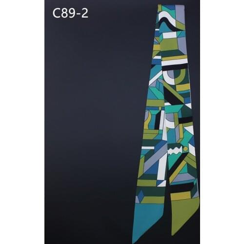 POBING Design Geometric Striped Silk Scarf Women Head Scarf Brand Small Tie Handle Bag Ribbon Long Scarves Female Wraps 100*5CM
