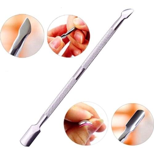1Pcs New Nail Stainless Steel Cuticle Spoon Pusher Remover Nail Art Scraper Double Dead Skin Pedicure Accessories Manicure Tools