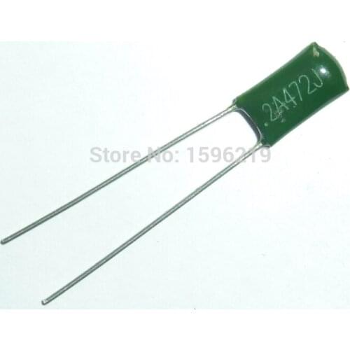 10pcs Mylar Film Capacitor 100V 2A472J 4700pF 4.7nF 2A472 5% Polyester Film capacitor