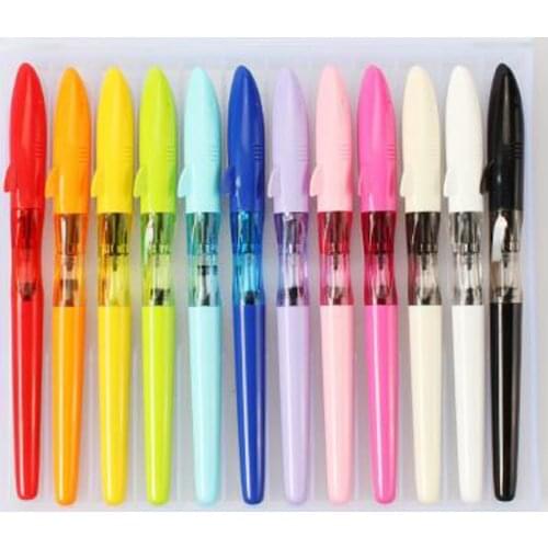 12 X Jinhao Swan Cap Colorful Wholesale Fountain Pen With Pen Case Set EF/F/Bent Nib Student Office & School Supplies New