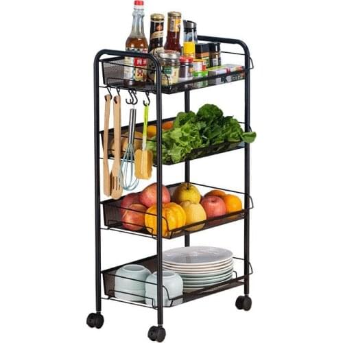 2/3/4 Tier Slim Storage Cart Mobile Shelving Unit Organizer Slide Out Storage Rolling Utility Cart Rack for Kitchen Bathroom
