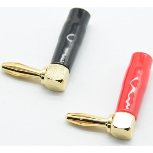 2pcs/1pair Right Angle 90 Degree 4mm Banana Plug Screw L Type Binding Post Amplifiers Video Speaker Adapter Connector red black