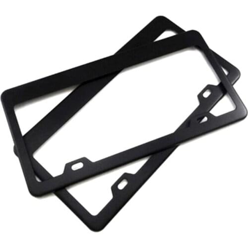 2pcs Black Tag Cover Holder With Screw Caps Car Styling Newest Stainless Steel Car Auto Vehicles License Plate Frame