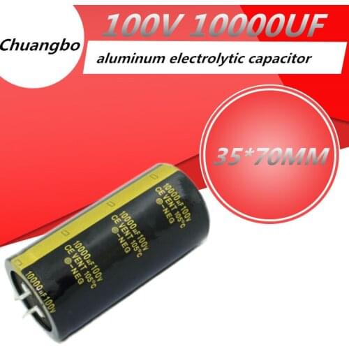 2pcs Audio Electrolytic Capacitor 100V 10000UF 35*70MM For Audio Hifi Amplifier High Frequency Low ESR Speaker