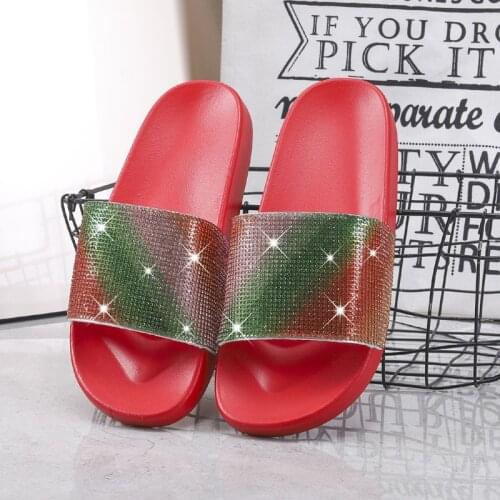 2021 Comfortable Slippers Open Toe Rhinestone Sandals Flat Casual Womens Shoes Summer Outdoor Plus Size