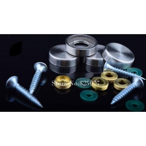 304 Stainless Steel Advertisement Fixing Screws Standoff Covers Flat Mirror Screws Cover Caps Diameter 16mm 100pcs/lot KF752
