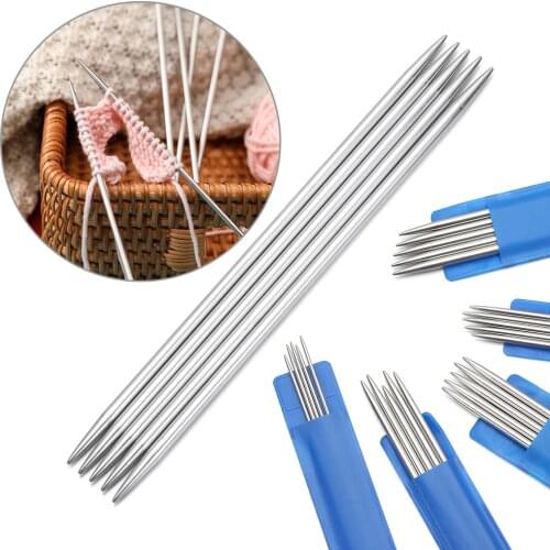 5PCS/Set Metal Stainless Steel Crochet Straight Knitting Needles Knitting Crochet Hooks Yarn DIY Sweater Weave Sewing Accessory