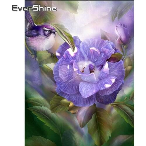 Evershine Diamond Painting Flower Cross Stitch Full Drill Display Diamond Embroidery Landscape Beaded Painting Decoration Gift