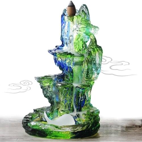 Waterfall Backflow Incense Burner Handmade Mountain Censer Hill Incense Stick Holder Buddhist Soothing Spirits Purify Fragrance