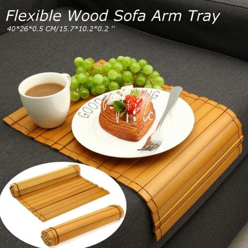 Bamboo Sofa Tray Arm Rest Snack Table Coffee Mat Desk Placemat Portable for Home AUG889