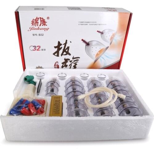 32 Pieces Vacuum Cupping Body Massager Ventosa Suction Cups Jar Set Plastic Vacuum Suction Therapy Cupping Set Cans for Massage