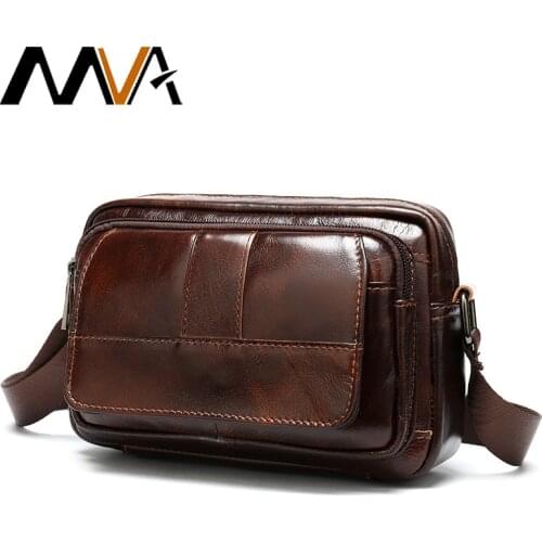 MVA Brand Shoulder Bags For Ipad Genuine Leather Crossbody Bag Men Business Men Small Sling Pack For Work Messenger Bag For Mens