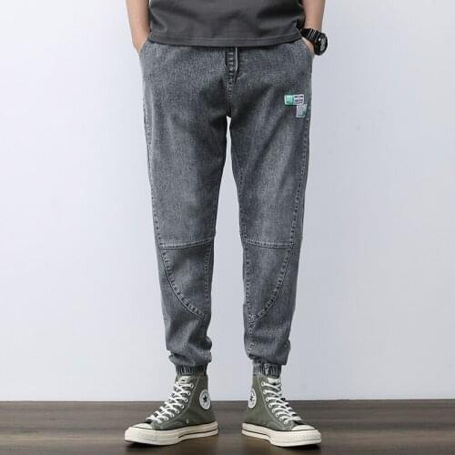 DEE MOONLY Spring Summer Grey Blue Cargo Jeans Men Streetwear Denim Jogger Pants Men Baggy Harem Jean Trousers Plus Size 4XL