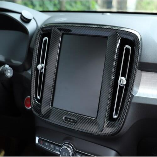 For Volvo XC40 XC 40 2019 2020 Carbon Fiber Car Interior Console Air Vent Outlet Trim Navigation Cover Trim Interior Accessories