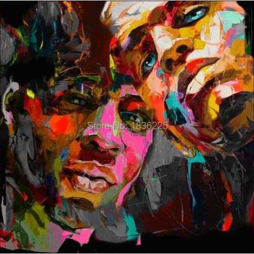 Face 100% Hand-painted good quality modern art oil painting reproduction on canvas wall two man oil painting
