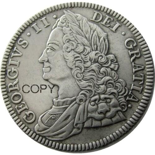 GT BRIT. George II 1746 AR Crown Silver Plated Copy Coin Letter Edge