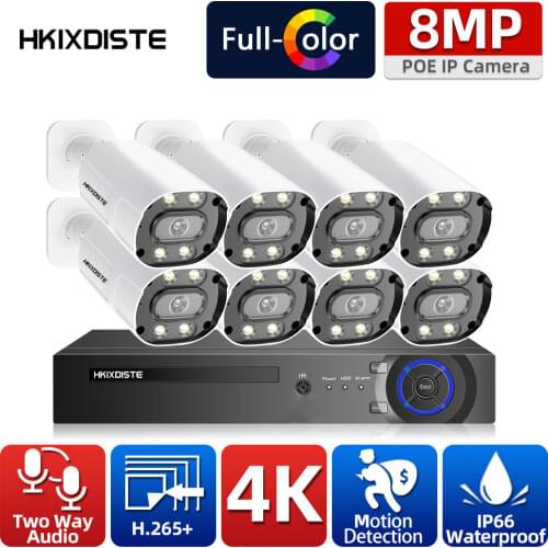 8CH Ultra HD CCTV 5MP IP Camera System H.265 4K POE NVR with 5MP Outdoor Home Two-way Audio Video Security Surveillance System
