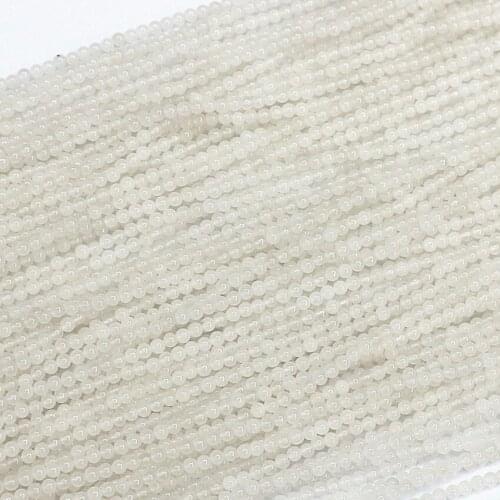 Natural stone white jades 2mm 3mm round beads chalcedony accessories spacer high grade women diy jewelry loose beads 15inch B423