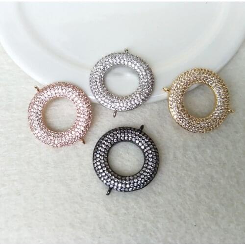 5 Pieces Turkish Style Double Bails Round Connector Micro pave CZ zircon Beads Charms DIY Bracelet necklace Jewelry Finding C108