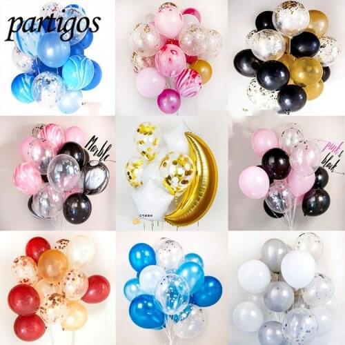 Mixed 10pcs/lot 10inchs of confetti latex helium balloons gold pink black Baby Shower Anniversary Party wedding birthday decor