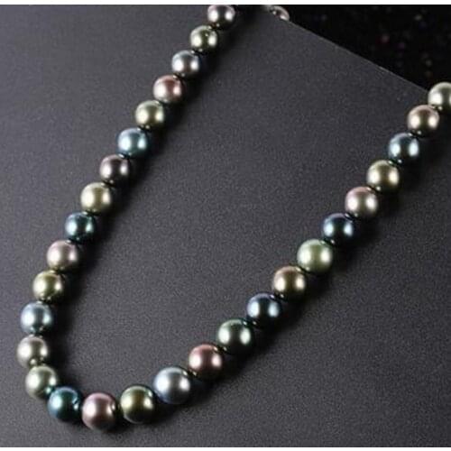 Fashion jewelry Free Shipping stunning 11-12mm round multicolor pearl necklace 18inch 925s