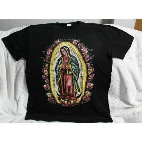 Our Lady Of Guadalupe Rose Flower Flowers Roses Pray T-shirt Men Cotton Tees Harajuku Streetwear