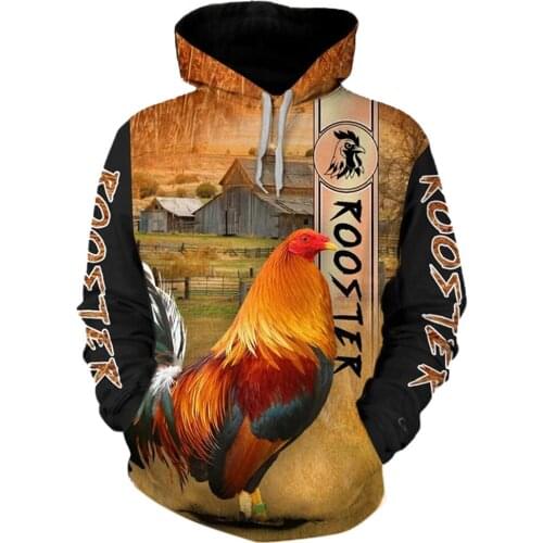 CLOOCL Men Hoodie Rooster Farming Animal 3D Print Cock Hen Hooded Sweatshirt Unisex Long Sleeve Streetwear Fashion Pullover
