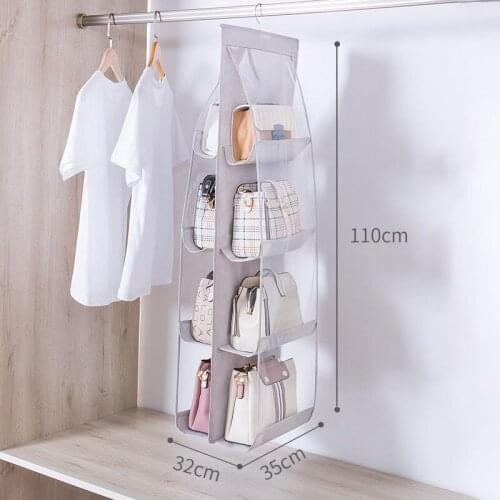 8 Pocket Hanging Handbag Organizer for Wardrobe Closet Transparent Storage Bag Door Wall Clear Sundry Shoe Bag with Hanger Pouch