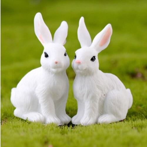 Resin Home Green Cute Rabbit DIY Mini Decorations Happy Family Micro Landscape Cartoon Rabbit Gift Household Baby Toy 4 Styles