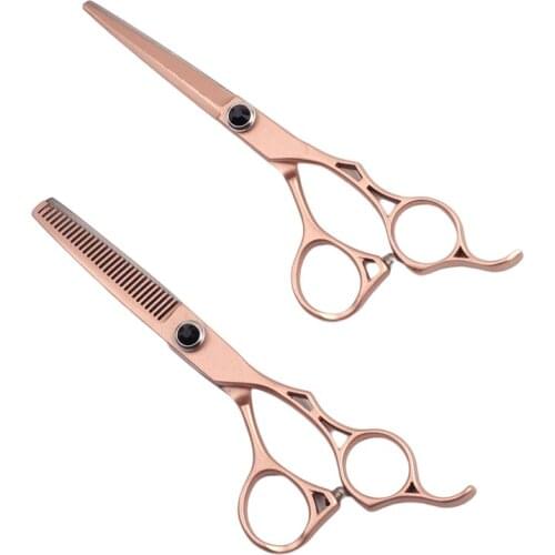 6 Inch Rose Gold Professional Salon Japanese Stainless Steel Hair Cutting Thinning Scissors Barber Supplies
