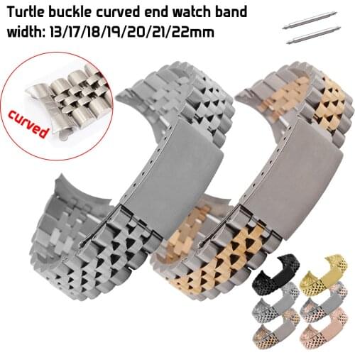 Solid 316L Stainless Steel Watchband 13mm 17mm 18mm 19mm 20mm 21mm 22mm Curved End Classic Metal Watch Strap Band Wristbands
