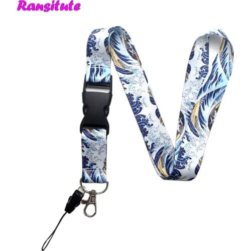 Ransitute R442 Kanagawa Surfing Lanyard Neck Strap For Keys ID Card Mobile Phone Straps Badge Holder DIY Hang Rope