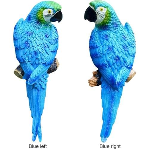 Resin Parrot Sculpture Art Statue Branch Hanging Decor Figurine Outdoor Yard Balcony Porch Patio Accessory Garden Decoration