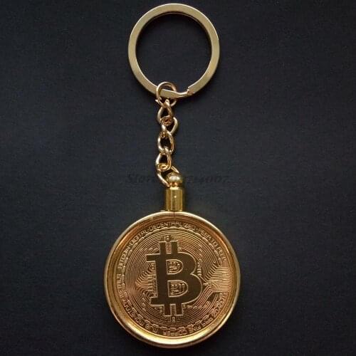 Home Decor Decoration Crafts Non-currency Bitcoin Keyring Gold Plated A Coin BTC Coin Collection Art Gift Physical Coin AP28