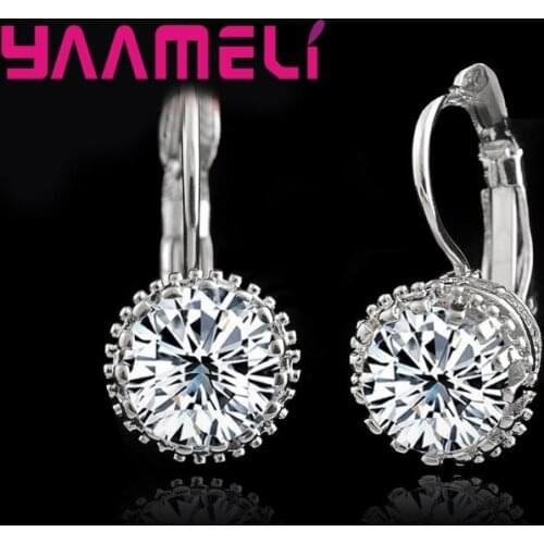 TOP Quality 925 Sterling Silver Fashion Earrings Shiny 2 Carat CZ Crystal For Lady Best Gift