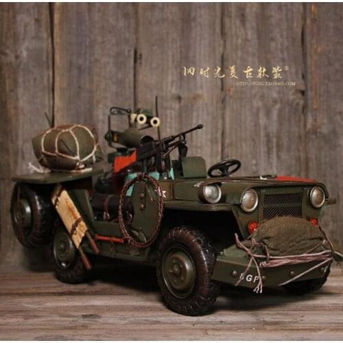 High Quality Retro Iron Metal World War II American Willys Jeep Model Home Bar Decoration
