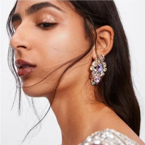 Top Quality Austrian Crystal Za Earrings Jewellery 2019 Luxury Glass Rhinestone Small Drop Earrings For Women Wedding Bridal