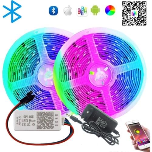 WS2811 Led Strip Light 5050 RGB Addressable External 1 IC Control 3 Leds Lights Bluetooth SP110E Controller DC12V Full Color Set
