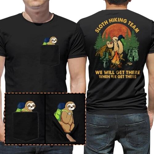 CLOOCL Funny Cotton T-Shirts Fashion Pocket Sloth Middle Finger 3D Printed T-Shirt Casual Style Hip Hop Tops Black Cotton Tees