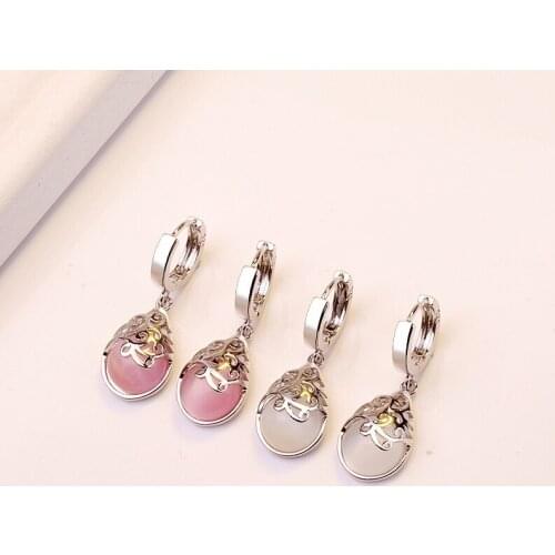 Fine Jewelry Fashion Geometry Water Drop Long Earrings With Opal Elegant Charm S92 5 Jewelry For Women Party Wedding Ear Drop