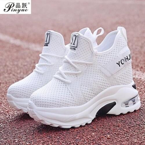 Chunky sneakers Platform Fashion Brand Designers 9cm Height Increasing Wedge shoes Woman sports Casual shoes Tenis Female