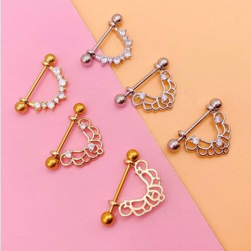 1Pc Titanium Barbell Nipple Piercing Inlaid Zircon Breast Nipple Rings For Women Sexy Body Piercing Jewelry