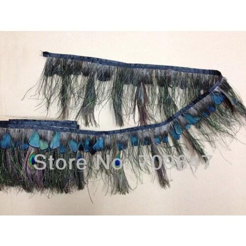 10Meters/Lot Height 15cm Nature Peacock Feather Trim Fringe with Blue Lady Amherst Pheasant Plumage feathers