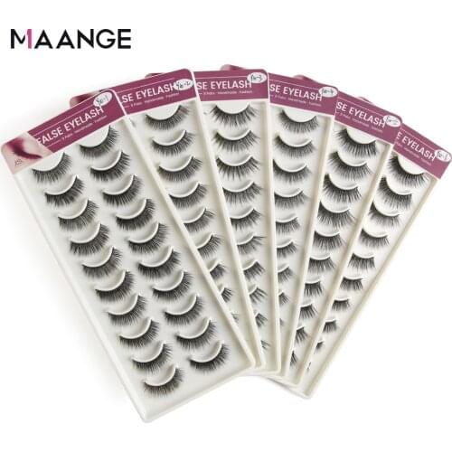 MAANGE 10 Pairs 3D Mink Lashes Natural False Eyelashes Fake Eyelash Faux Makeup Strip Lashes Extension Silk Eyelashes Beauty